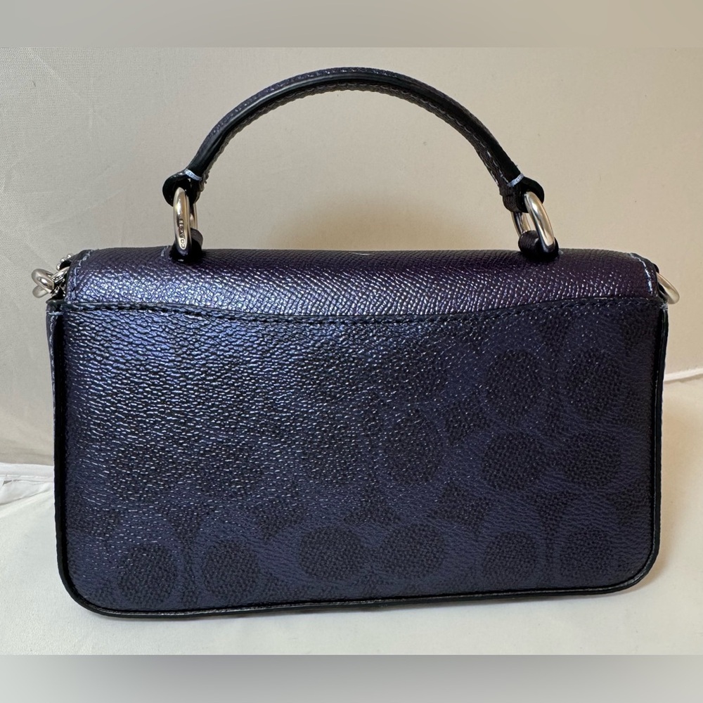 NWT Coach Mini Josie Top Handle Bag In Signature CCK68 Blue/Navy - Picture 2 of 8